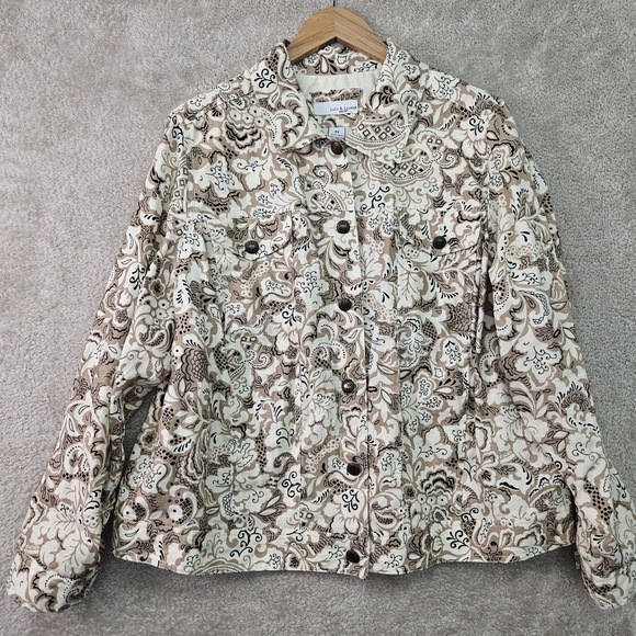 Lucy & Laurel Jackets & Blazers - Anthropologie Lucy & Laurel Linen Jacket Womens 2X Paisley Boho Trucker Style
